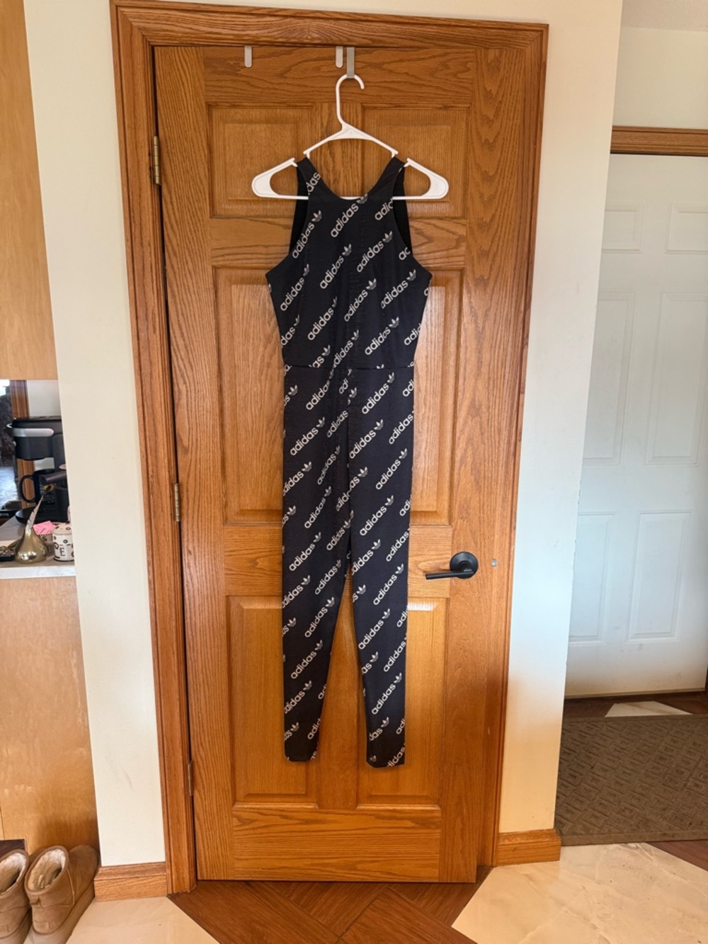 adidas Black All-Over Logo Sleeveless Jumpsuit Romper